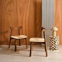 sweeek Set of 2 Scandinavian chairs in rubberwood with rope seat in Dark Brown