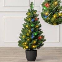 Christow Pre Lit Christmas Tree Avila Spruce Battery Powered with Timer 3ft in Green