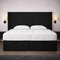 SOFT SNOOZE BEDS Oxford Winged Divan Ottoman Bed in Black | Size: Small Single
