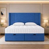 SOFT SNOOZE BEDS Oxford Winged Divan Ottoman Bed in Blue | Size: Single