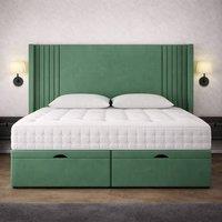 SOFT SNOOZE BEDS Oxford Winged Divan Ottoman Bed in Green | Size: Single