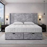 SOFT SNOOZE BEDS Oxford Winged Divan Ottoman Bed in Grey | Size: Single