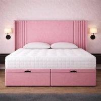 SOFT SNOOZE BEDS Oxford Winged Divan Ottoman Bed in Pink | Size: Small Single