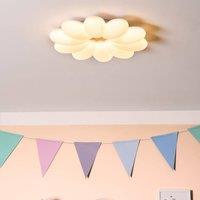 Wyld and Coco Ceiling Lamp White Acrylic Flower Shade Remote-Dimmable Flush Light