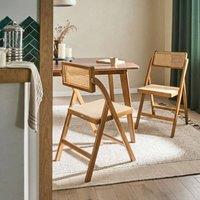 Wyld and Coco Foldable Dining Chairs Set of 2 Brown Bamboo Wood with PE Rattan