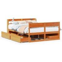 Berkfield Home Bed Frame without Mattress Wax Brown 135x190 cm Double Solid Wood Pine