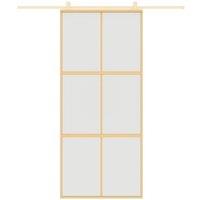 Berkfield Home Sliding Door Gold 90x205 cm Frosted ESG Glass & Aluminium
