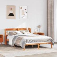 Berkfield Home Bed Frame with Headboard without Mattress Wax Brown 135x190 cm Double