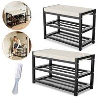 FORGEVIO L-Shoe Storage Bench Cabinet with Rack Hallway Seat Organiser in Beige | Size: 0.6m2