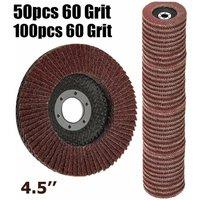 NESTLUNE 100PCS 60 Grit FLAP GRINDING SANDING DISCS 115mm in Brown | Size: 1000mm x 400mm