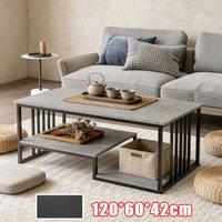 FORGEVIO A-Faux Marble Coffee Table 120x60cm 3 Tier Metal Frame Storage in Grey | Size: 0.6m2