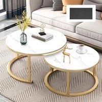 FORGEVIO Nesting Coffee Tables Set of 2 Round in White | Size: 0.6m2