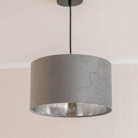 FORGEVIO Velvet Lampshade Ceiling Light Grey & Chrome no bulb