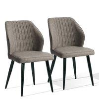 KORVIXA Grey Faux Leather Kitchen Dining Chairs Set of 2 | Size: 100 cm x 100 cm