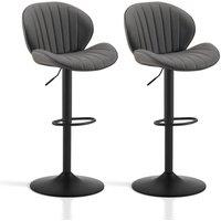 KORVIXA Bar Stools 2 PU Leather Barstools Adjustable Backs in Dark Grey | Size: 100 cm x 100 cm
