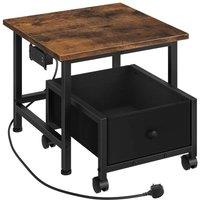 KORVIXA Mini Fridge Stand with Power Outlet Mini Fridge Cabinet in Brown | Size: 900mm