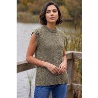 Roman Women's Speckled Knit Vest in Khaki | Size: 10
