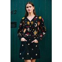 Yumi Women's Cosmic Intarsia Cardigan in Black | Size: Small