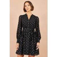 Yumi Women's Heart Print Mini Dress in Black | Size: 12