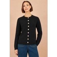 Yumi Women's Knitted Fitted Peplum Cardigan in Black | Size: Large