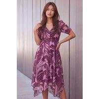 Roman Women's Abstract Hanky Hem Dress in Plum | Size: 10