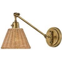 Netlighting Hinkley Arti Dome Wall Lamp Heritage Brass Rattan Shade 1x E27 in Gold