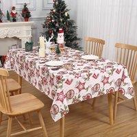 London Boutique Wipeable Christmas Tablecloth Snowflake Pattern Waterproof Table Cover in White