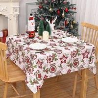 London Boutique Wipeable Christmas Tablecloth Snowflake Pattern Waterproof Table Cover in White