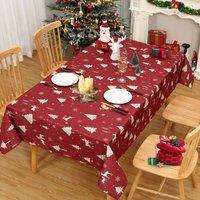 London Boutique 54 x 108 Waterproof Christmas Tablecloth Washable Table Cover in Red