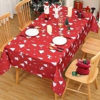 London Boutique 54 x 108 Waterproof Christmas Tablecloth Washable Table Cover in Red
