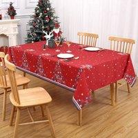 London Boutique Waterproof & Washable Christmas Tablecloth 5470 Table Cover Red