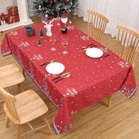 London Boutique Waterproof & Washable Christmas Tablecloth 54108 Table Cover Red