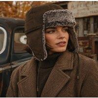 SNUGRUGS Women's Genuine Full Sheepskin Pilot Style Trapper Hat in Brown | Size: Large