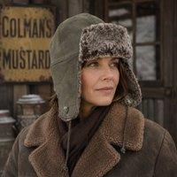 SNUGRUGS Women's Genuine Full Sheepskin Pilot Style Trapper Hat in Olive | Size: Large