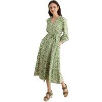 Hobbs London Women's Amaris Printed Shirred Waist Dress in Olive | Size: 8