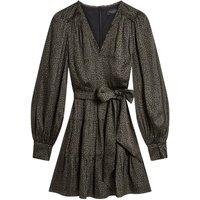 Ted Baker Women's Phoeba Long Sleeve V-neck Regular Fit Mini Dress in Dark Grey | Size: 12