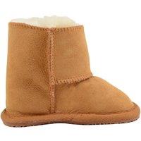 SNUGRUGS Childrens Sheepskin Booties, Ripper Tab Fastening with Rubber Sole in Tan | Size: 12-18 m
