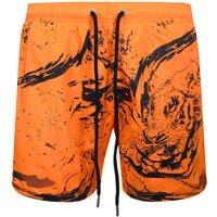 Plein Sport Men's Water Tiger Board Shorts in Orange | Size: Medium