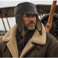 SNUGRUGS Men's Genuine Full Sheepskin Aviator Style Trapper Hat in Dark Brown | Size: Medium