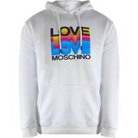 Love Moschino Men's Long Sleeve Hooded Hoodie in White | Size: 2XL