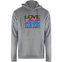 Love Moschino Men's Long Sleeve Hooded Hoodie in Grey | Size: Large
