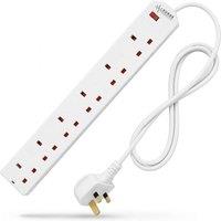 Desiretech Extension Lead 6 Gang 2m with Surge Protection, White