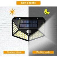 FLAVORA 1pc LED Solar Power Fence Lights PIR Motion Sensor in Black