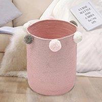 FORGEVIO Large Laundry Hamper Tall Woven Rope Storage Basket in Pink | Size: 0.6m2