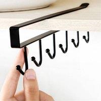 PAWNORA Black Kitchen Metal Mug Cup Holder 6 Hooks