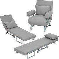 HOMCOM Single Sofa Bed, 3-in-1 Convertible Folding Chair Bed in Light Grey | Size: 1 Seater