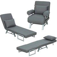 HOMCOM Single Sofa Bed, 3-in-1 Convertible Folding Chair Bed in Dark Grey | Size: Armchair