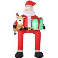 OUTSUNNY 9.3ft Giant Christmas Inflatable Hanging Santa Claus w/ Reindeer in Red