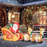 OUTSUNNY 7.9ft Christmas Inflatable Santa on Sleigh, Blow Up Decoration in Red