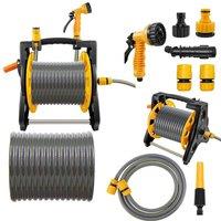 FLAVORA Garden Hose Reel Trolley 15M Water Pipe Free Standing in Black | Size: 1.25kg